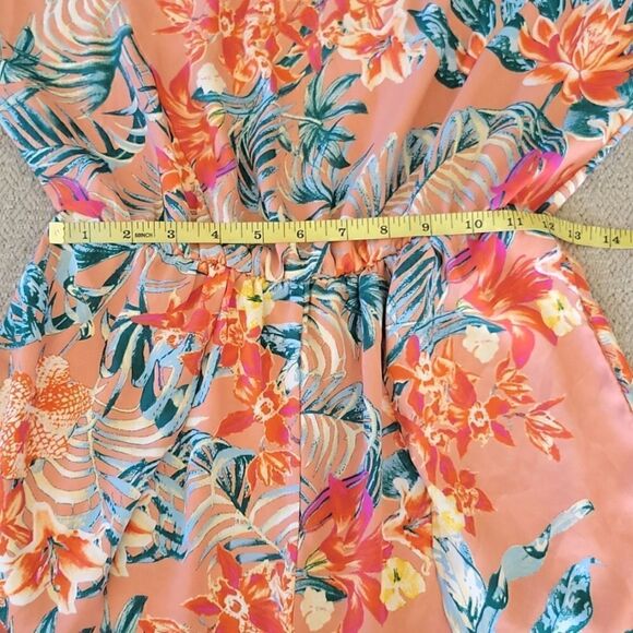 BCBG Maxazria Coral Tropical Floral Romper - Size XS - Picture 11 of 15